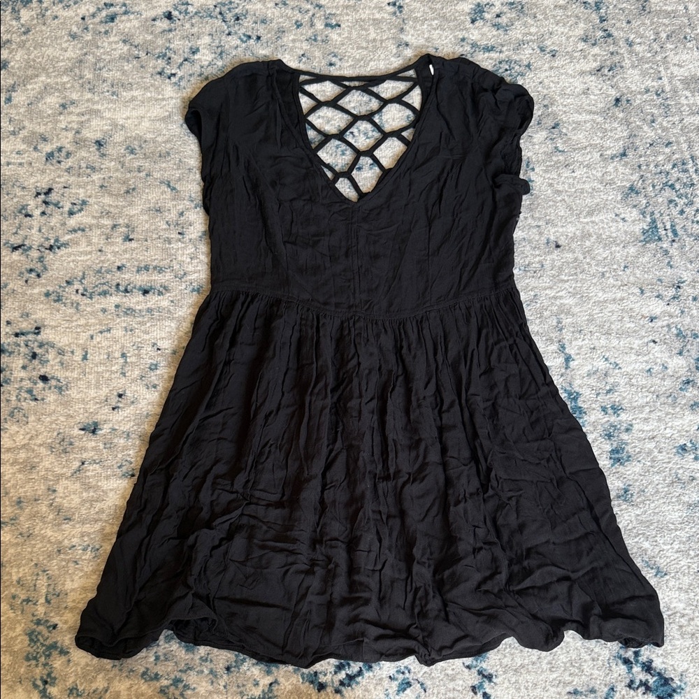 Silence + Noise Elegant Black Dress with Lattice Back